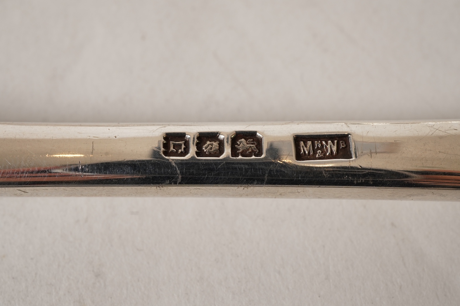 A George V canteen of silver Hanoverian rat tail flatware, by Mappin & Webb